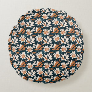Coussins Ronds Cadeau d'anniversaire   Floral orange et blanc