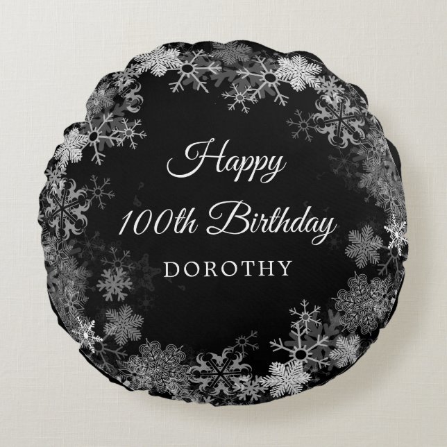 Coussins Ronds Cadeau de 100e anniversaire Flocon de neige de mer (Devant)