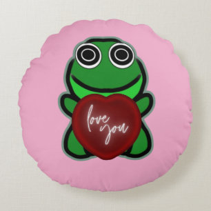 Coussins Ronds Cadeau de coeur de grenouille mignonne pour toi