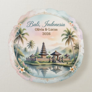 Coussins Ronds Cadeau de couple personnalisé pastel vintage Bali