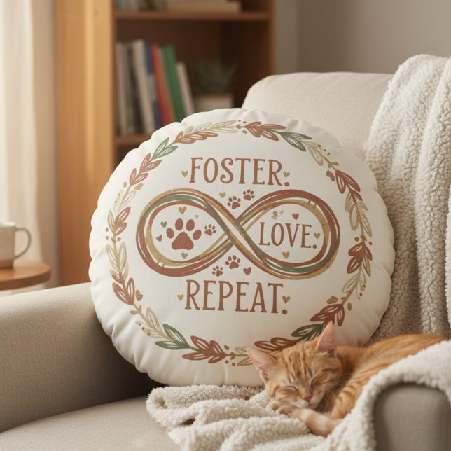 Coussins Ronds Cadeau de garde d'animaux de compagnie Boho Heartf (Personalized pet foster pillow)