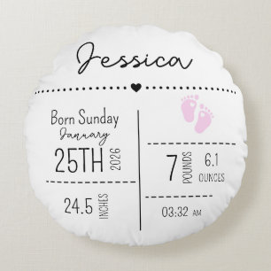 Coussins Ronds Cadeau de photo de naissance de bébé fille personn