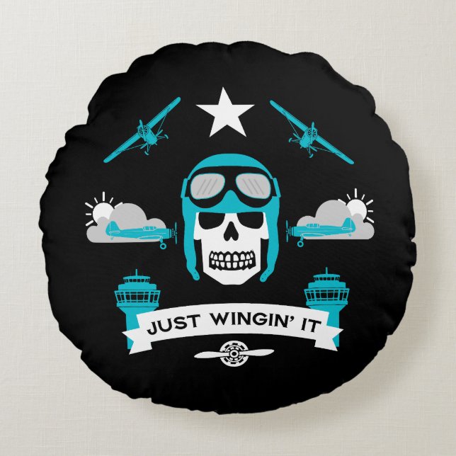 Coussins Ronds Cadeau De Pilote Privé Et Commercial (Devant)