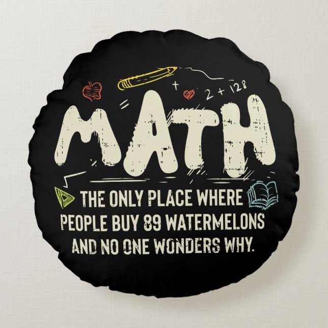 Coussins Ronds Cadeau de professeur de mathématiques Mathématique (Devant)