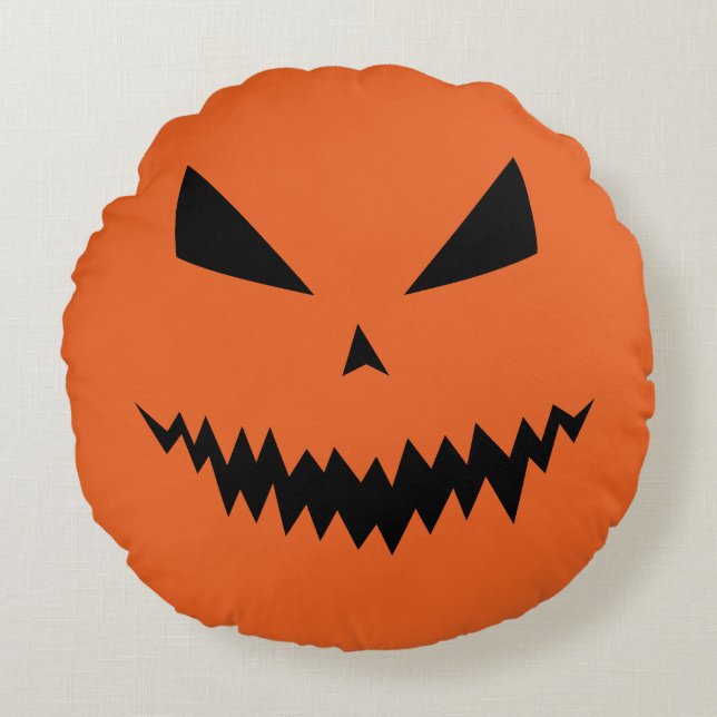 Coussins Ronds cadeau d'halloween, visage citrouille, halloween,  (Devant)