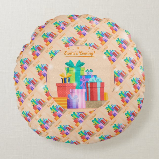 Coussins Ronds Cadeau élégant de Noël (Devant)