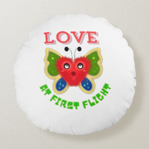 Coussins Ronds Cadeau papillon cœur flou personnalisé