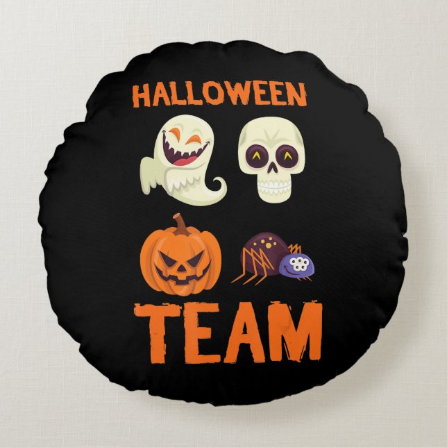 Coussins Ronds Cadeau Spider | Citrouille d'équipe d'Halloween Sp (Devant)