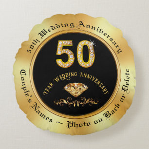 Coussins Ronds Cadeaux commémoratifs pour 50 ans de mariage, phot
