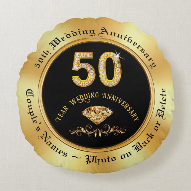 Coussins Ronds Cadeaux commémoratifs pour 50 ans de mariage, phot (Devant)