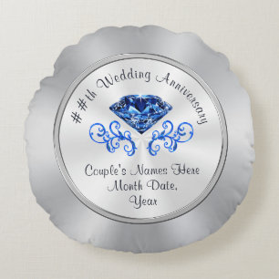 Coussins Ronds Cadeaux d'anniversaire Mariage Sapphire personnali