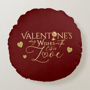 Coussins Ronds Cadeaux de la Saint-Valentin rouges