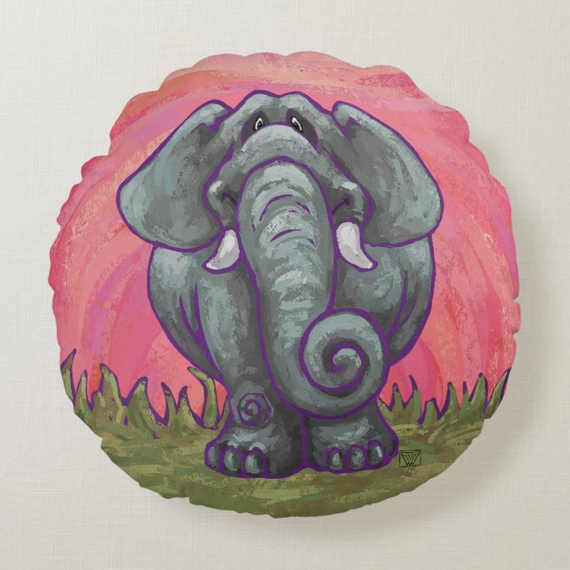 Coussins Ronds Cadeaux et accessoires éléphants (Devant)