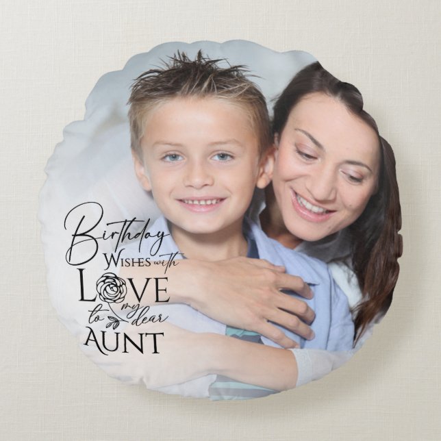 Coussins Ronds Cadeaux pour Tante | Conception simple d'anniversa (Devant)