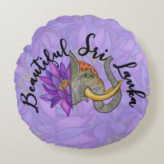 Coussins Ronds Cadeaux sri lankais avec éléphant et lotus