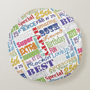 Coussins Ronds Cadeaux Uniques Et Spéciaux De Fête Du 25E Anniv