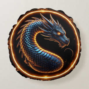 Coussins Ronds ✨ Cadre de blason de dragon de fantasy ✨