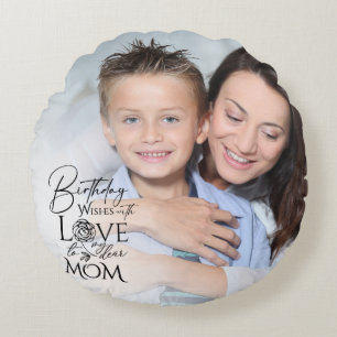 Coussins Ronds Cadre de Photo d'Anniversaire Minimaliste Calligra