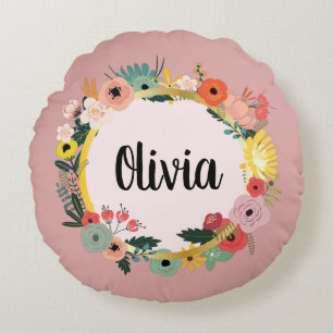 Coussins Ronds Cadre fleuri vintage Boho