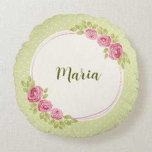 Coussins Ronds Cadre vintage aux roses de style shabby chic