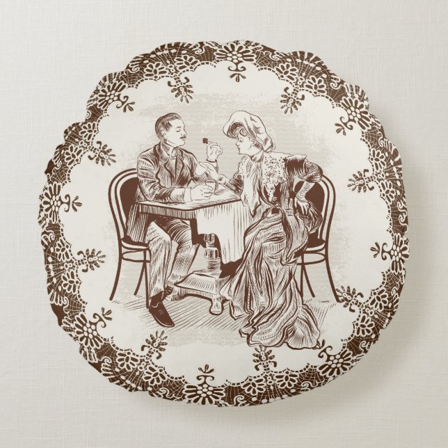 Coussins Ronds café et amour (Devant)