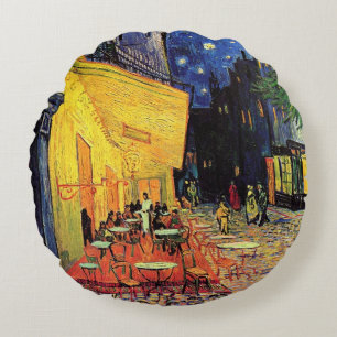 Coussins Ronds Café Terrasse à la nuit par Vincent van Gogh