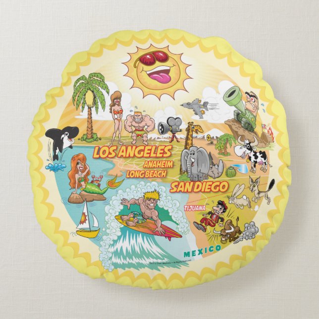 Coussins Ronds Californie Sunshine Paradise Poufs (Devant)