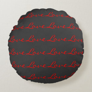 Coussins Ronds Calligraphie Tendance Grise Rouge Amour Mariage