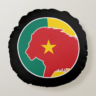 Coussins Ronds Cameroun Lion Cameroun drapeau animal national cam