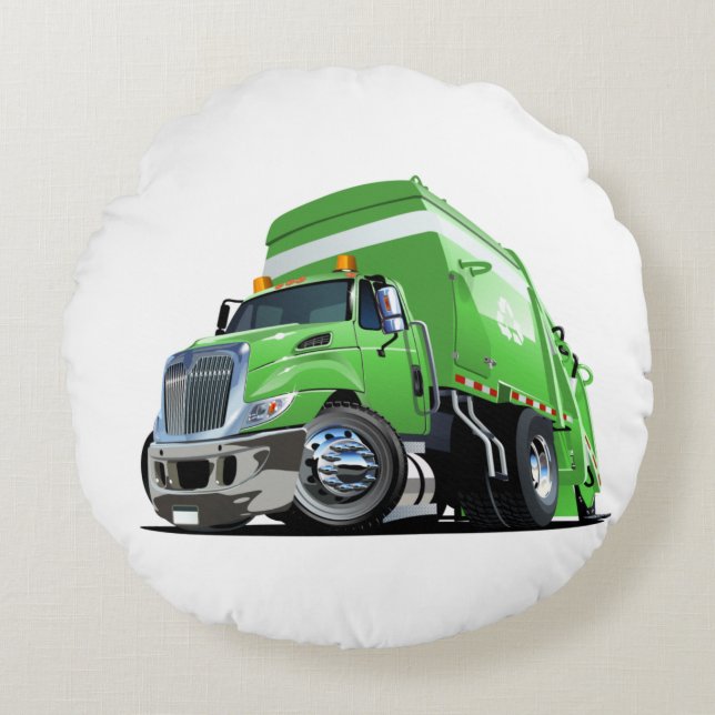 Coussins Ronds Camion à ordures de dessin (Devant)