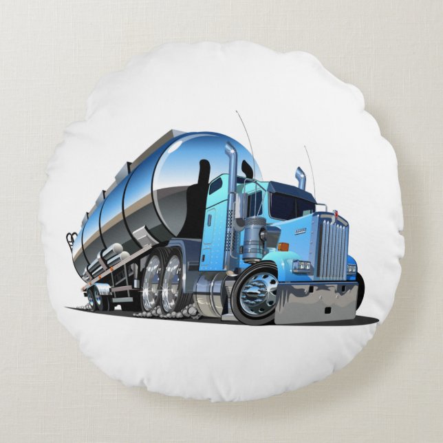 Coussins Ronds Camion carburant pour caricatures (Devant)