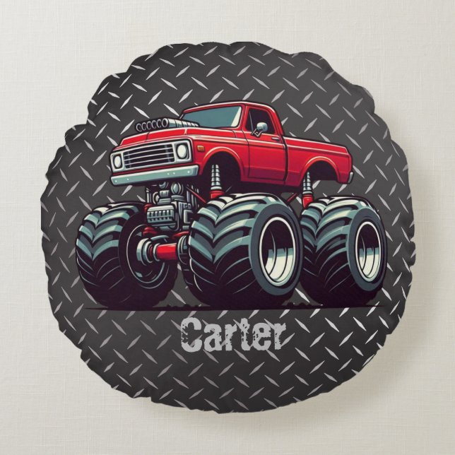 Coussins Ronds Camion monstre rouge (Devant)