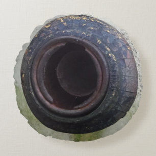 Coussins Ronds Camion rouillé bleu et turquoise gros plan