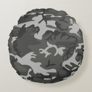 Coussins Ronds Camo camouflage abstrait gris moderne