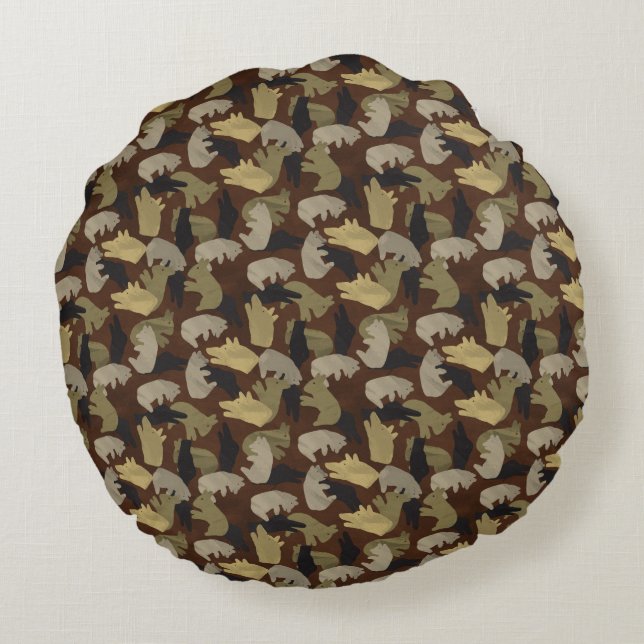 Coussins Ronds Camouflage animal Silhouette Brown (Dos)