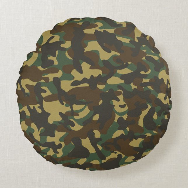 Coussins Ronds Camouflage de forêt  (Devant)