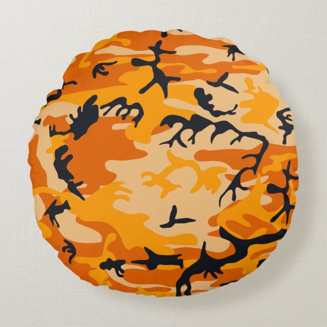 Coussins Ronds Camouflage orange, Militaire, Armée (Devant)
