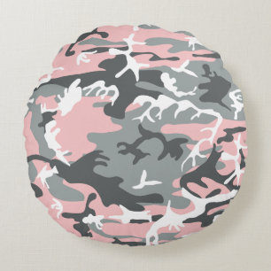 Coussins Ronds Camouflage rose et gris, Militaire, Armée