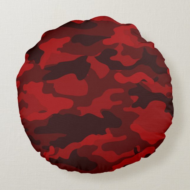 Coussins Ronds Camouflage rouge foncé (Dos)