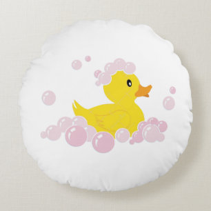 Coussins Ronds Canard dans des bulles roses