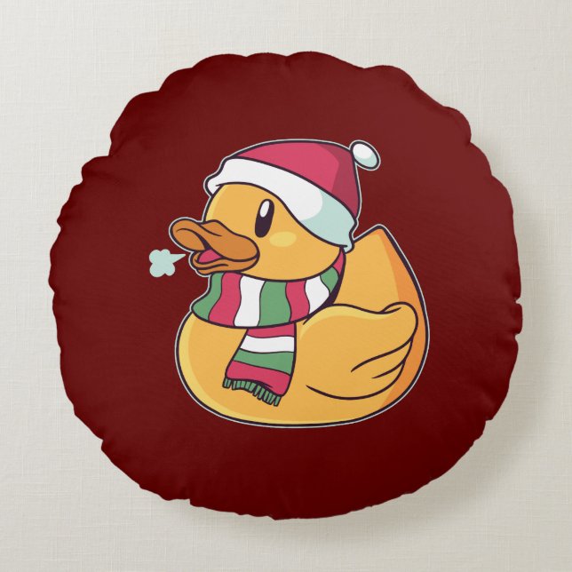 Coussins Ronds Canard en caoutchouc de Noël  (Devant)