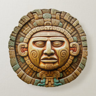 Coussins Ronds Cancun Maya Sun God Mexico Travel