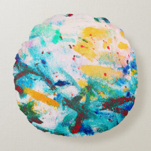 Coussins Ronds Canva Artistique Verte. Illustration de Cool viole
