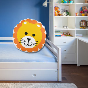 Coussins Ronds Caricature animalière du Lion sauvage une Jungle S