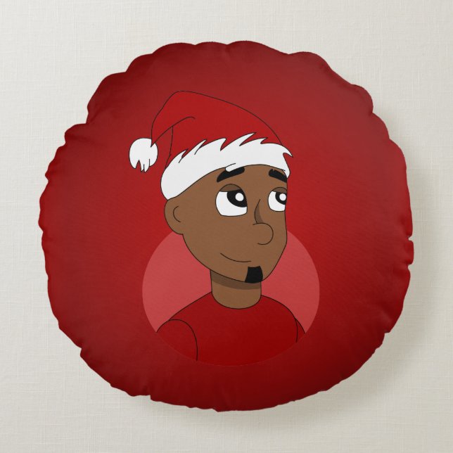 Coussins Ronds Caricature de Noël (Devant)