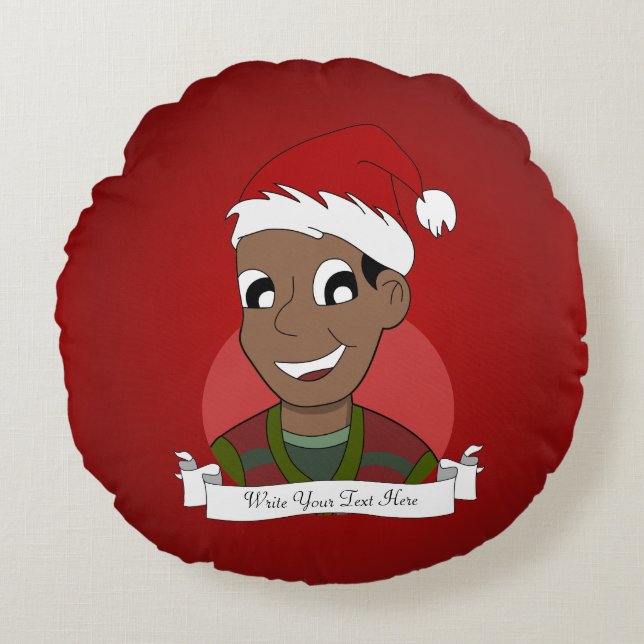 Coussins Ronds Caricature de Noël (Devant)