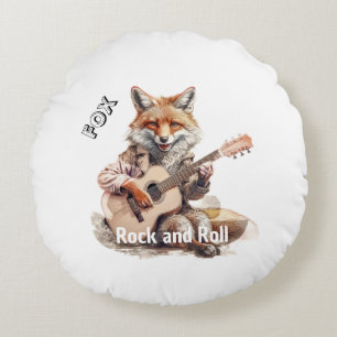 Coussins Ronds Caricature Dessin Animé Animal Renard Un musical