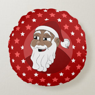Coussins Ronds Caricature du Père Noël noir