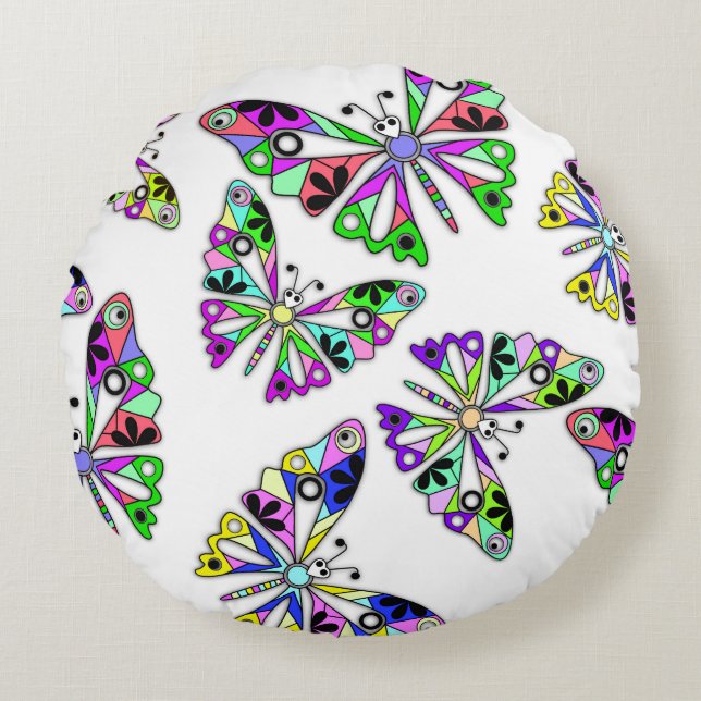 Coussins Ronds Caricature sans couture mignon amusant enfants pap (Devant)