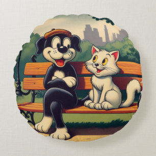 Coussins Ronds Caricature vintage pour chien/chat